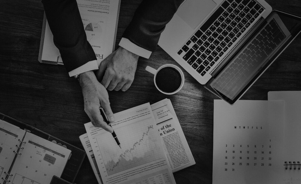 aerial view of business data analysis graph